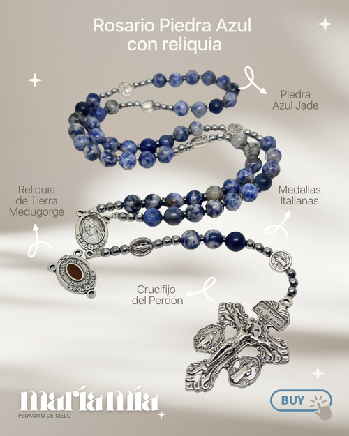 Rosario de Piedra Azul con Reliquia de Medjugorje